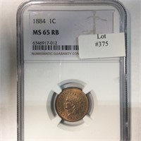 1884 1C NGC MS65 RB MOSTLY RED!