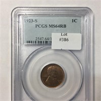1923-S 1C PCGS MS64 RB  MOSTLY RED AND CHOICE!
