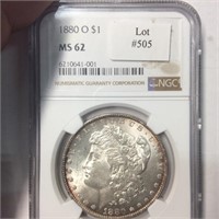 1880-O $1 NGC MS62