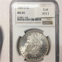 1884-O $1 NGC MS65 GEM WITH REVERSE COLOR!
