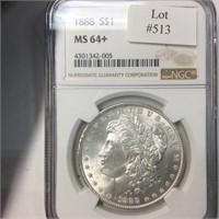 1888 $1 NGC MS64+