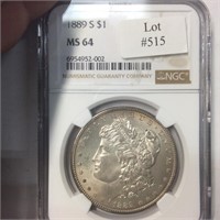 1889-S $1 NGC MS64
