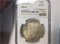 1922-S $1 NGC MS64