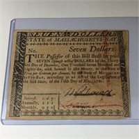 1780 MASSACHUSETTS $7 AU MAY 5, 1780