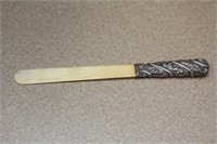Very Ornate Bone and Sterling Handle Letter Opener