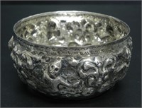 ASIAN EMBOSSED ROUND SILVER BOWL 71g