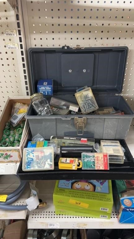 Toolbox w/ screws, bits, anchors and more