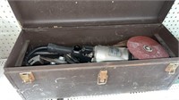 Toolbox w angle sander and mutiple discs & wheels