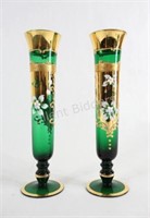 Emerald Green Bohemian Bud Vases