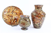 Mosaic Tile Mantel Display Vases & Platter