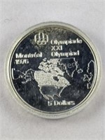 Olympic Montreal Five Dollars Silver Coin -