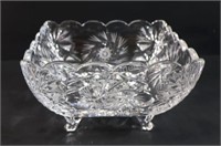 Large Footed Heavy Crystal Square Display Bowl