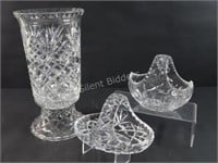 Cut Glass Candle Holder 2PC with Candy Baskets