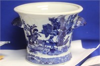 Blue and White Plant Pot