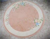 Vintage Round Floral Wool Area Rug