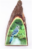 Slice Wood with Blue Jay Litho Print