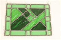 Shades of Green Textured Stained Glass Pane