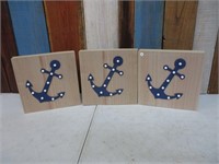 3 Light Up Battery Operated 9x9 Blue Anchors