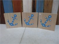 3 Light Up Battery Operated 9x9 Lt Blue Anchors