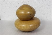 A Wooden Gourd Shape Oil Lamp?