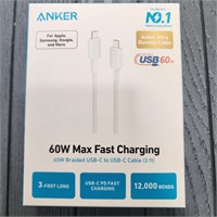 Anker 3' 60W Braided USB-C to USB-C Max Fast Charg