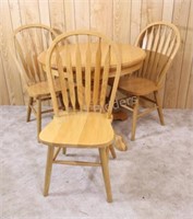 Oak Kitchen Table and Three Arrow Back Chairs