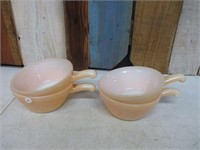 4 Fire King Luster Wear Handled Bowls