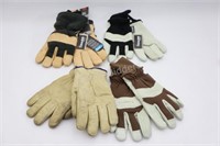4 Sets of Leather Work Gloves - XL.