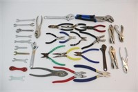 Large Assortment of Pliers and Wrenches