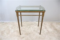 Brushed Bronze Thick Glass Side Table