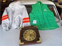 Garst Coat,pioneer vest & clock