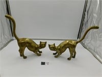 2 LARGE BRASS CATS