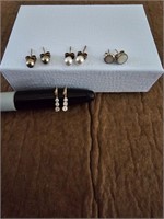 10KT GOLD EARRINGS & STERLING SILVER EARRINGS