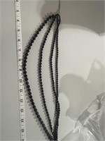 19 inch Black 3 Strand Blk Stone Necklace