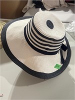 White Navy Stripe Hat