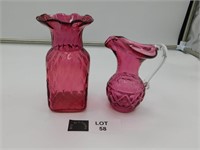 2 CRANBERRY VASES, POSSIBLE CHALET GLASS
