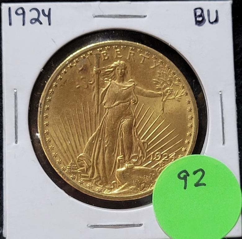 1924 BU ST. GAUDEN'S $20 GOLD COIN