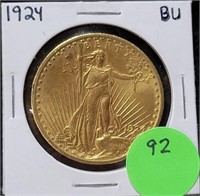 1924 BU ST. GAUDEN'S $20 GOLD COIN