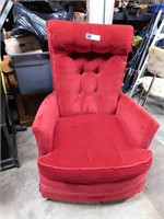 MCM RED UPHOLSTERED SWIVEL ROCKING CHAIR