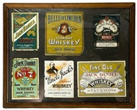 6 Vintage Framed Jack Daniels Whiskey Bottle Label