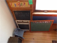 3 old old chalk boards slate, & doll chair