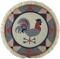 Decorative Crossstitched Fabric Rooster 16" Across