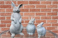 Set of Three Resin / Plastic Garden Rabbits