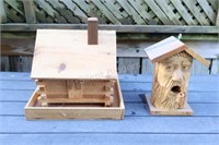 Wood Carved Bird Houses - House & Man