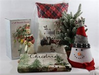 Snowman Pillow, Banner, Figurine, Cap & Tree