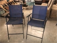 Pr of Blue Folding Tall Chairs