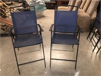 Pr of Blue Folding Tall Chairs