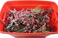 LARGE Red Christmas Tree Sprigs & Bulbs