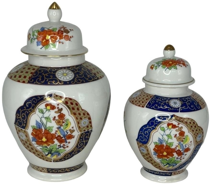 Set of Vintage Imari Style Porcelain Urns.