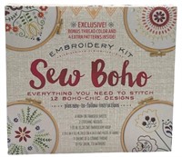 Sew Boho Embroidery Kit. 12 Designs.